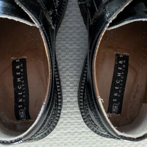 Skechers Black Monk Strap Leather Shoe Chunky Mens 7 1/2 Prep Grunge